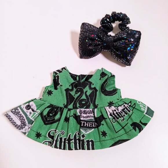 Labubu Harry Potter Slytherin Inspired Dress with Snake Metallic Bow Outfit - Picture 4 of 7